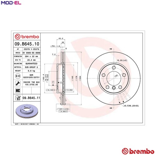 Brake disc b645 11 - disc, for