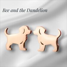 Labrador Puppy Type Dog  Rose Gold Tone Small Stud Earrings