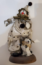 VINTAGE 1980s VICTORIA IMPEX PORCELAIN CLOWN DOLL WITH DOG “BE A CLOWN” WORKING