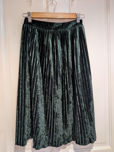 Zara green velour - green, pleated
