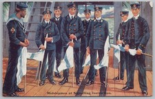 ROYAL NAVY Midshipmen at Signalling Instruction Postcard by Gale & Polden