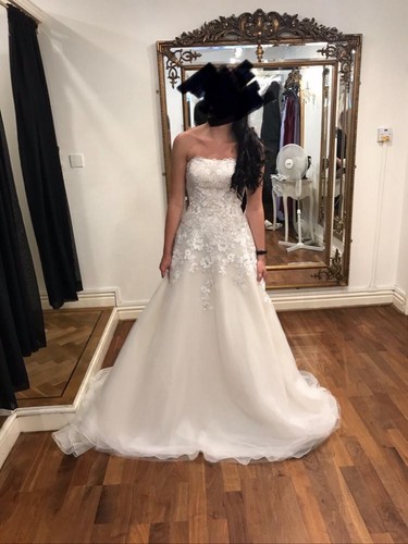 Strapless ivory wedding dress - strapless,