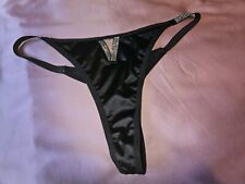 Black Satin G String Thong, Diamante Detail
