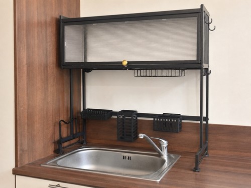 Black metal over sink dish - black, over-sink
