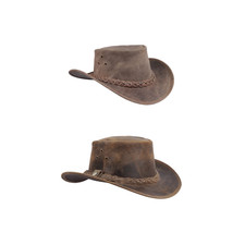 Real Leather Brown Cowboy Hat