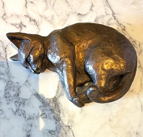 Metal sleeping cat - sleeping, ornament