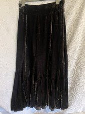 Monsoon Long, Dark Brown Velvet Bias Cut Fish Tail Skirt Size 12 Lined 20% Silk