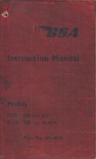 BSA C10 250cc SV & C11G 250cc OHV ORIGINAL 1961 OWNERS INSTRUCTION HANDBOOK