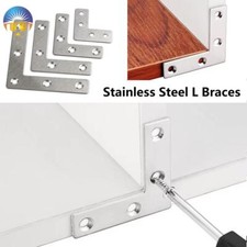 Stainless Steel Plate L Flat Angle Corner Brace DIY Furniture Brackets Fasteners