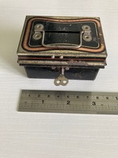 Vintage DiBro Metal Money Box with key. Collectible lockable tin.