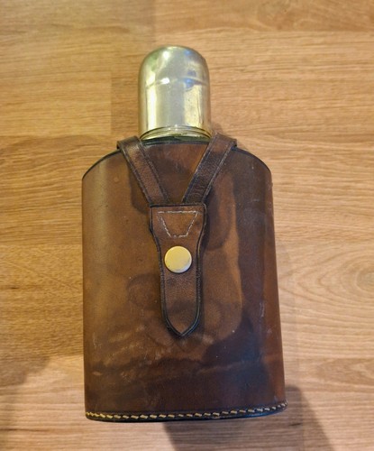 Vintage leather glass hip - vintage,