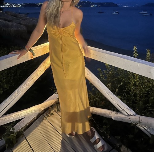 Zara yellow orange satin slip - orange,