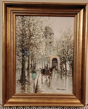 Really Nice Continental Street Scene Oil On Panel Indistinctly  Signed
