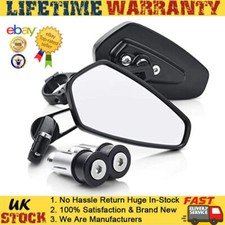 7/8'' Motorcycle Motorbike Wing Bar End Side Anti-Glare Rear view Mirrors 1 Pair