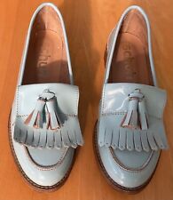 Schuh Blue Shoes Size 3 UK patent leather loafer style womens 