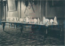 1931 1st Btn Welch Regiment Officers Dinner Centre piece 3x2" orig photo