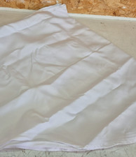 Round Outdoor Tablecloth with Umbrella Hole and Zipper, 60 Inch White Washable