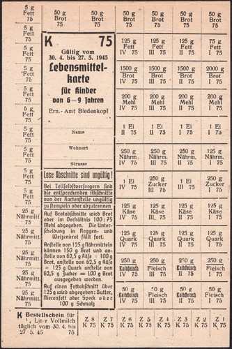 Food rations coupons 1945 - , for