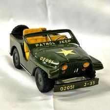 Vintage 1950’s Showa Tin Plate Litho Patrol US Army Jeep Toy 02051