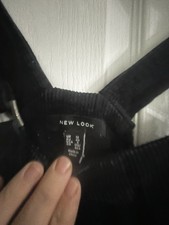 Black Cord Dungaree Mini Dress by George – Size 12 – Excellent Condition