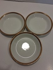 Limoges U.C. France China White Gold Trim Set 3 Dessert Berry Bowls 5" Antique