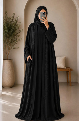 Luxury embroidered open abaya - embroidered,