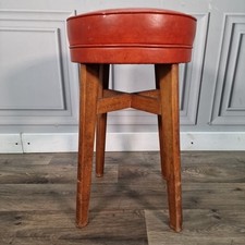 Retro Vintage Dressing Table / Pub Stool On Solid Wooden Splayed Legs - Home Bar