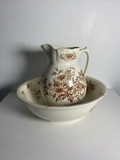 Antique Victorian Wash Pitcher And Basin Jug And Bowl For Wash