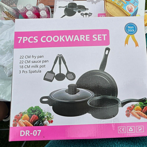 7pc black non stick - black, cookware