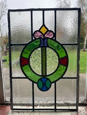 Antique Art Nouveau Stained Glass Window Panel: 1890s, English.  Ref.001