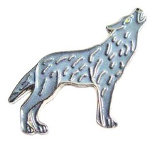 Grey Lone Wolf Howling Metal Enamel Pin Badge Biker Trucker Rebel