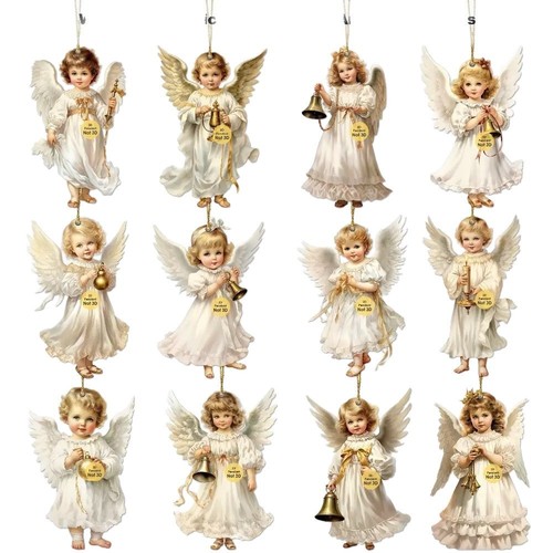 12pcs flat angel wooden - 12pcs,