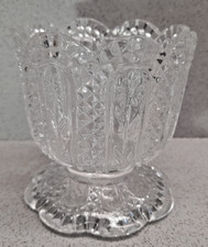 vintage fostoria For Avon Crystal Glass Pedestal Candle Holder Daisy Diamond