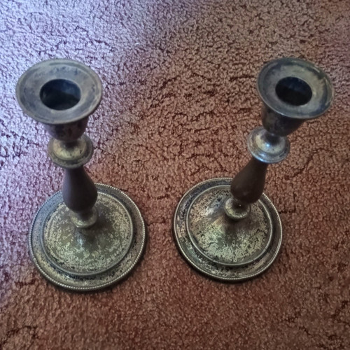 Pair brass candlesticks - brass,