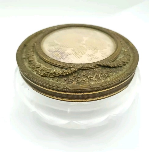 Cut glass powder pot antique - cut,