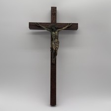 Large Crucifix - Vintage Dark Wood Ready To Hang On The Wall 50cm x 25cm