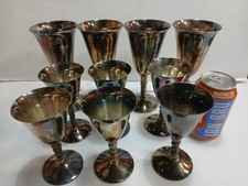 4 + 6 Vintage Falstaff "Valero"Silver Plate Wine Goblets with  Twisted Vine Stem