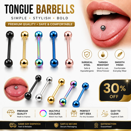 Tongue bar bars ear - ear, new