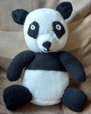 Handknitted 11"/ 28cm Black & White Panda, New