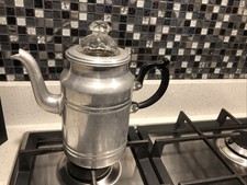 Vintage TOWER BRAND ENGLAND Stove Top Coffee Perculator Alloy Metal Glass Lid