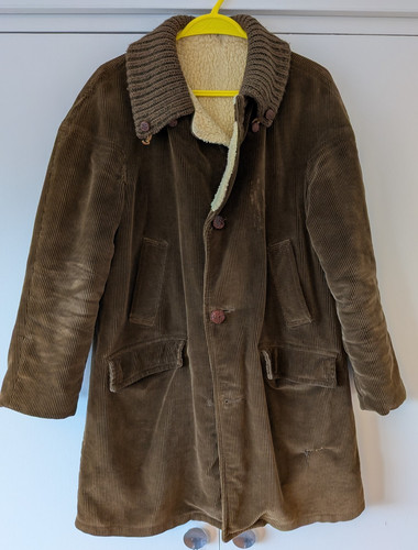 Brown cord lined coat - size, m