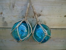 2 X Turquoise Glass Fishing