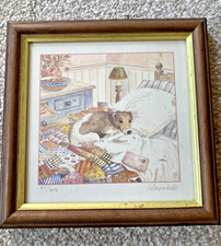 Framed  signed limited edition print of a Jack Russell Dog by Laura Swindells