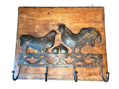 Antique wood iron coat hat - &,