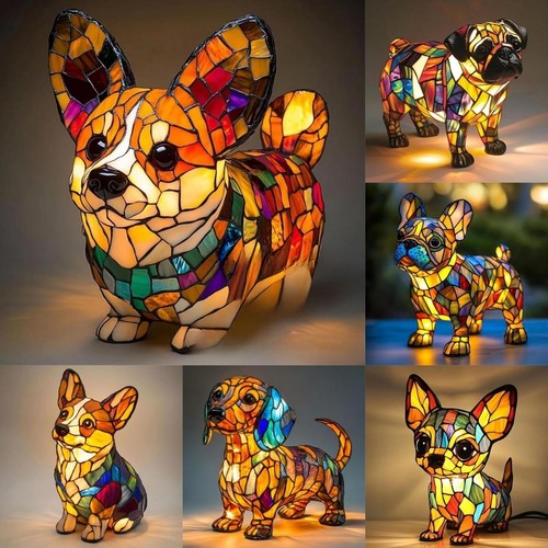 Cat lamp tiffany style - cat,