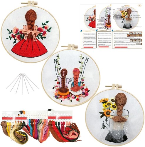 3pcs cotton linen embroidery - cotton,