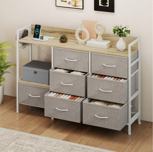 Drawer fabric dresser - 7-drawer,