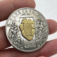 Movable Mechanism Coin Hobo Nickel Morgan Dollar 'Beating Gold Heart' Collectibl