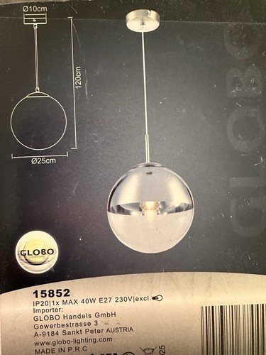 25cm globe pendant - 25cm,