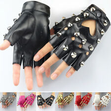 Gloves Half Finger Stud Rivet Punk Gothic Chic Women Faux Leather Fingerless